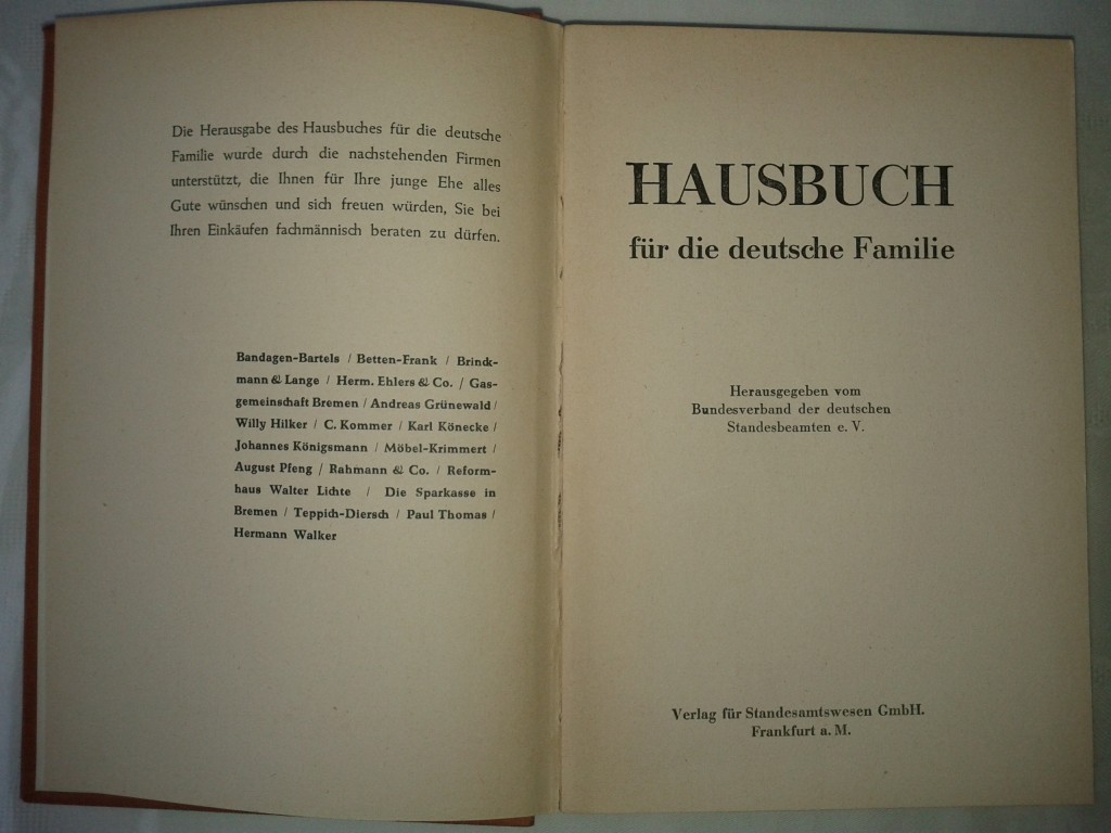 Hausbuch für die deutsche Familie von 1950 (Titel)